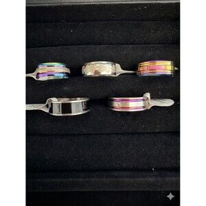 Men’s Stainless Steel Band Rings Mixed Lot – 5 New Rings, Assorted Sizes